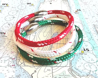 Italian Flag Rope Bracelet Set, Stainless Clasp, USA Made