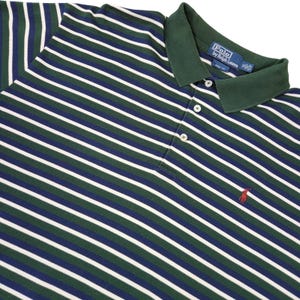 Polo Ralph Lauren Polo Shirt Mens XL Striped Green Embroidered Preppy Y2k Chunky