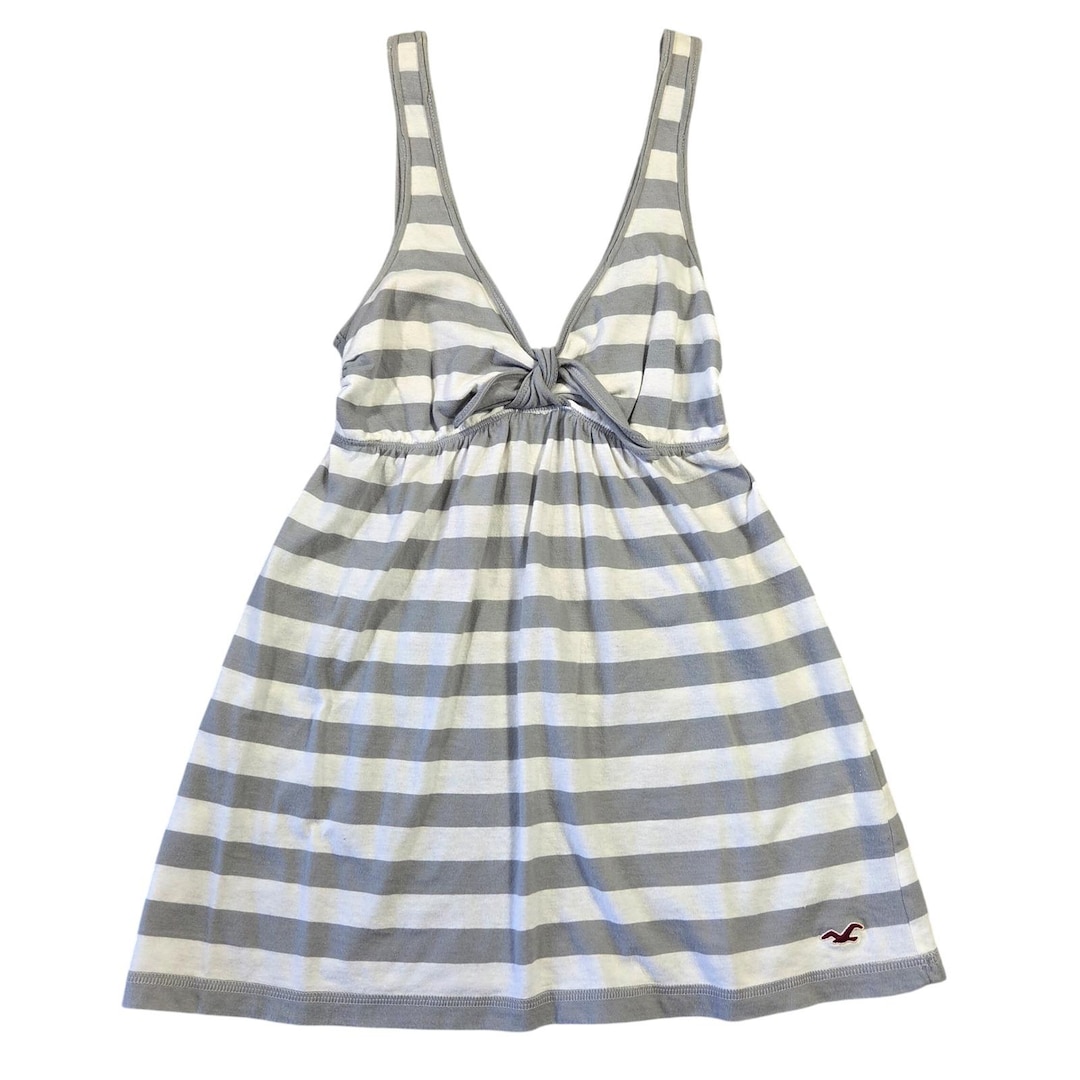 Hollister Womens XS Y2k Striped Babydoll Knot Front Tank Top