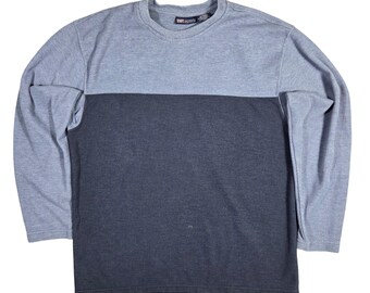 Y2k Faded Glory Mens Large Blue Grunge Skater Waffle Knit Long Sleeve Shirt