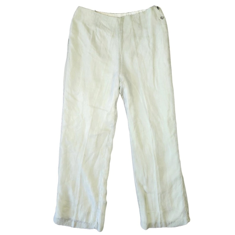 Vtg Johnny Was Linen Blend Pants Womens M Wide Leg Beachy Boho Preppy Lagenlook 画像 1