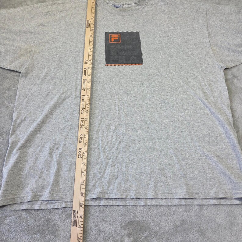 Vintage Fila Graphic T-Shirt Mens XL Heather Grey 90s Sportswear Boxy Y2k Skater bild 3