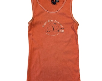Vintage American Eagle Burnt Orange Y2k Ribbed Tank Top XS 2000s Tight Bratz