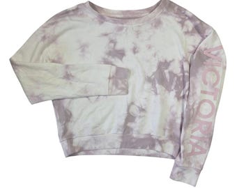 Victoria Sport Vintage 2000s Tie Dye Cropped Sweatshirt Purple Womens M