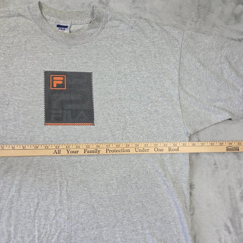 Vintage Fila Graphic T-Shirt Mens XL Heather Grey 90s Sportswear Boxy Y2k Skater bild 2