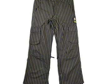 Burton Shaun White Collection Men Striped Snowboard Pants Black Lime Green Small