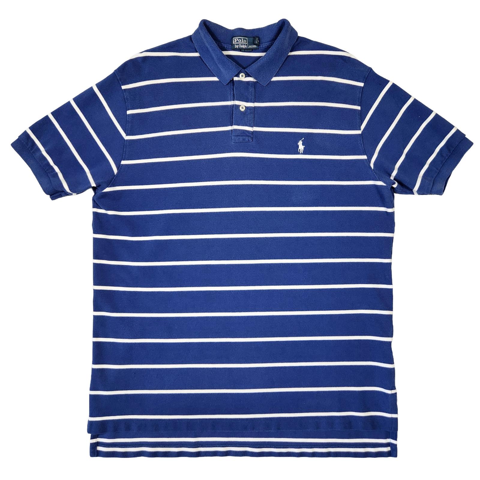 Polo Ralph Lauren Polo Shirt Mens XL Striped Blue Embroidered