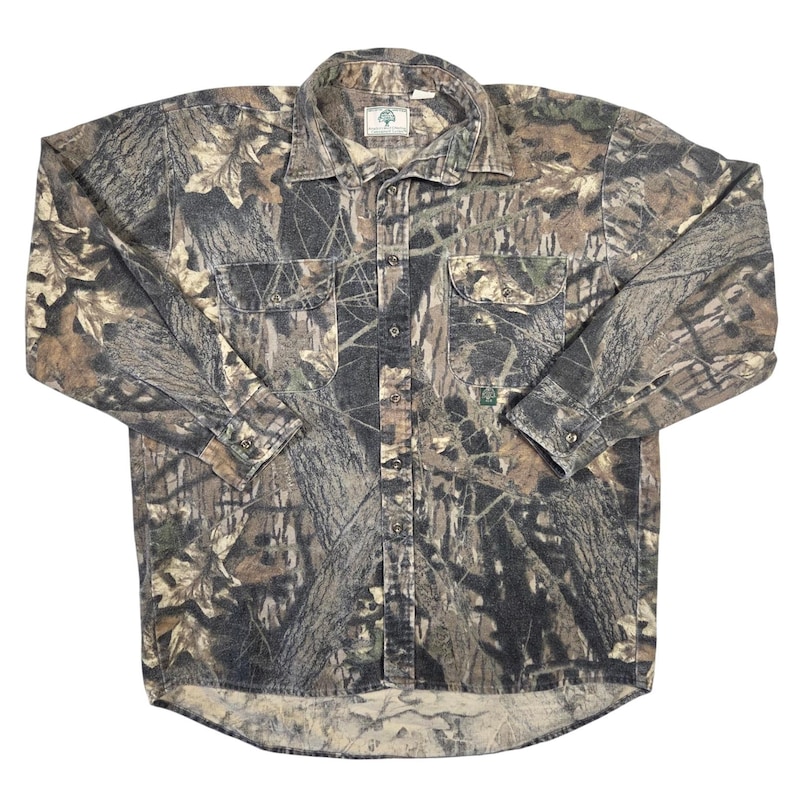 Vintage Mossy Oak Camo Flannel Shirt Mens XL Cotton Made in USA Hunting Outdoors image 1