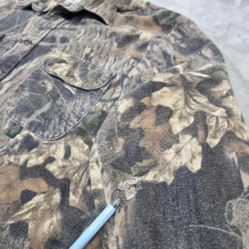 Vintage Mossy Oak Camo Flannel Shirt Mens XL Cotton Made in USA Hunting Outdoors image 3