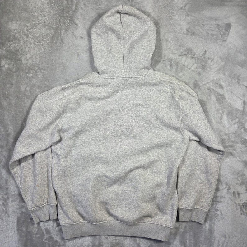 Vintage Nike Hoodie Mens Medium Grey Red Spellout Swoosh Y2K 2000s Streetwear afbeelding 7