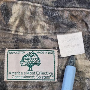 Vintage Mossy Oak Camo Flannel Shirt Mens XL Cotton Made in USA Hunting Outdoors image 7