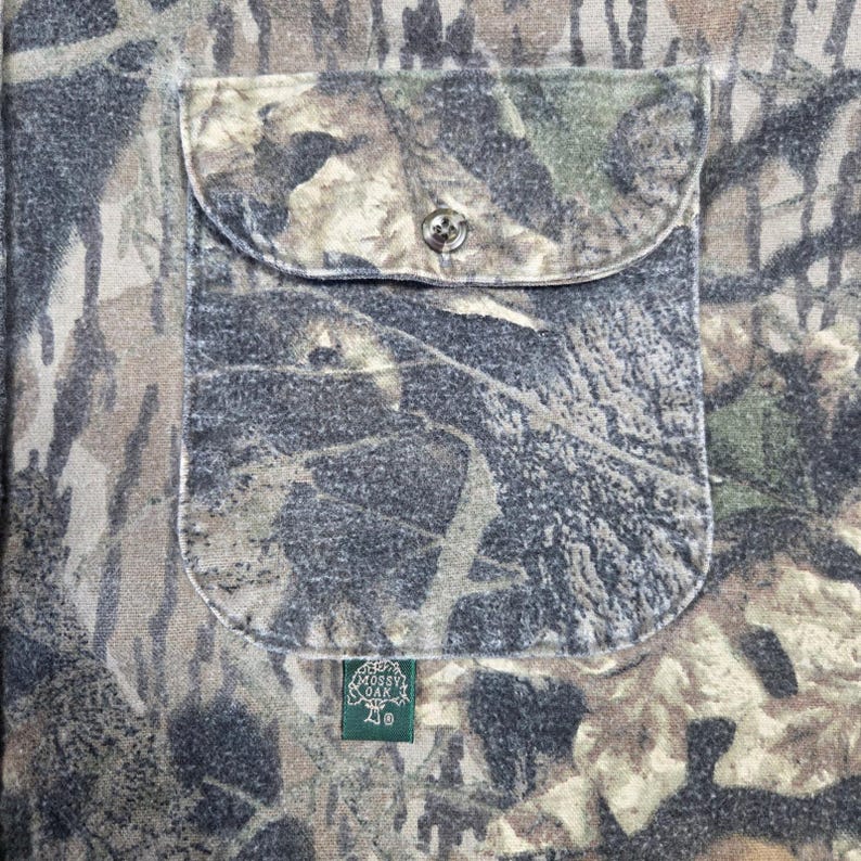 Vintage Mossy Oak Camo Flannel Shirt Mens XL Cotton Made in USA Hunting Outdoors image 8
