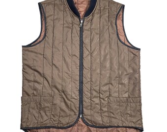 Vintage Sears Work Leisure Brown Retro Quilted Vest Tall Large Workwear Korea
