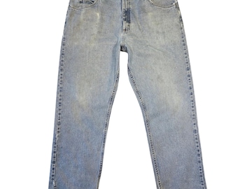 Wrangler Men Relaxed Fit Light Wash Denim Jeans 38x32 Distressed Casual Workwear