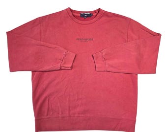 Vintage Polo Sport Ralph Lauren Red Crewneck Sweatshirt Mens Large 90s Retro Y2k