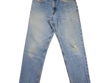 Vintage Eddie Bauer Mens Relaxed Fit Straight Leg Light Wash Denim Jeans 36x34