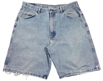 Wrangler Mens Light Wash Denim Shorts 60LW1DN Size 36 Blue Western Retro Vtg