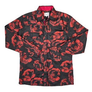 Ace of Diamond Mens Western Snap Shirt Black Red Floral Jacquard L Cowboy Rodeo