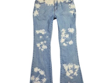 Vintage Oxford & Fulham Bleached Flare Jeans Women Size 6 Retro Hippie High Rise