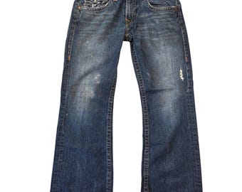 True Religion Billy Bootcut Jeans Medium Wash Distressed Made in USA Size 32