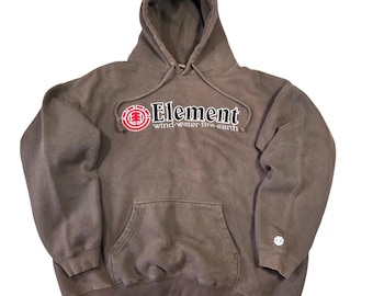 Y2k Vintage Element Brown Hoodie Skate Mens XL 90s Grunge Baggy Punk 2000s Cyber