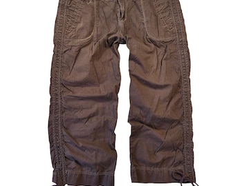 Maurices Brown Utility Capri Pants Ruched Side Cotton Womens 11/12 Y2k 2000s