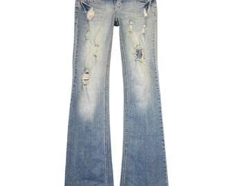Vanity Premium Collection Distressed Bootcut Jeans Y2k Low Rise 26 Bratz 2000s