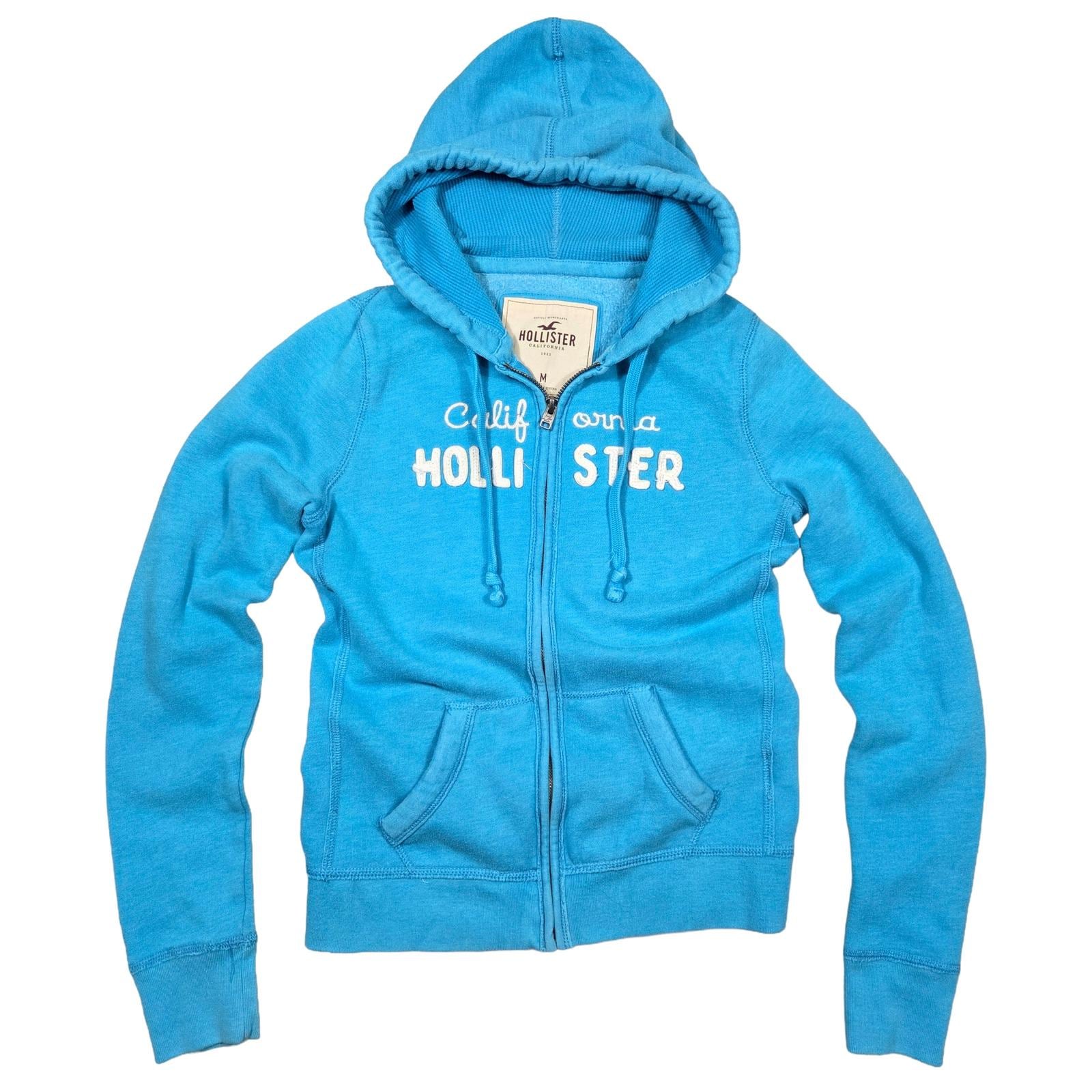 Y2k Hollister California Full Zip Hoodie Womens M Blue Embroidered