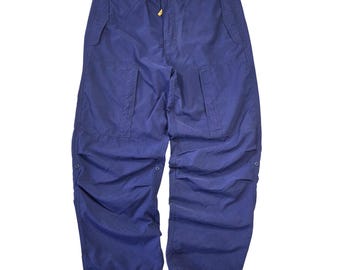 Gap Vintage Mens Navy Blue Y2k Cargo Tech Pants Baggy Wide Grunge Skater Leg L