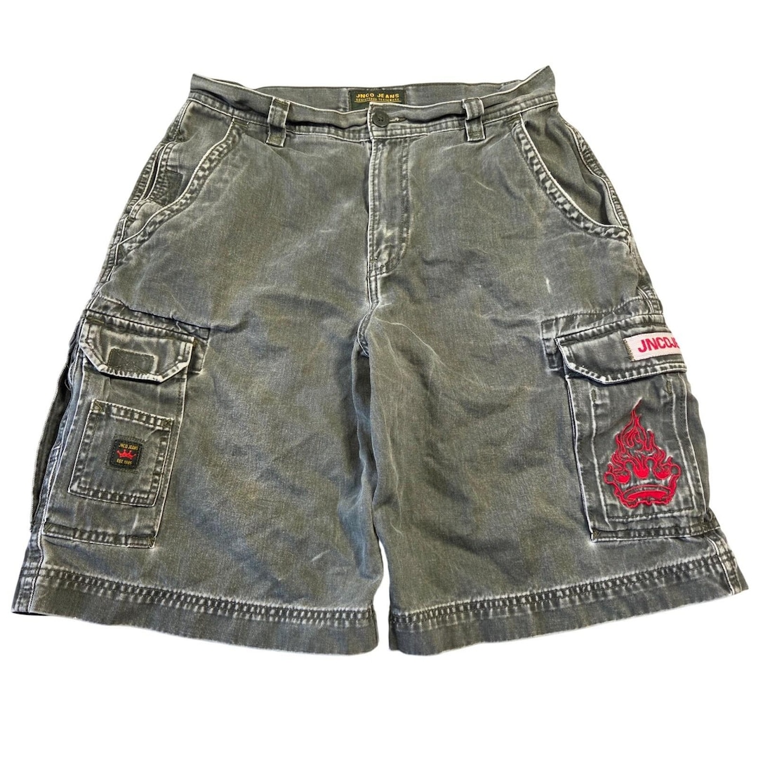JNCO Jeans Mens 32 Cargo Shorts Green Y2k Baggy Chunky Skater