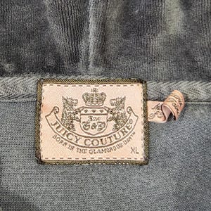 Y2k Juicy Couture Velour Full Zip Hoodie Women XL Gray 2000s Preppy Paris Hilton afbeelding 4