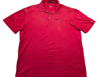 Nike Tiger Woods Collection Mens XXL Red Argyle Fit Dry Golf Polo Shirt