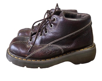 Dr. Martens 12281 Brown Leather Chunky Platform Ankle Boots Womens 8 Retro Y2k