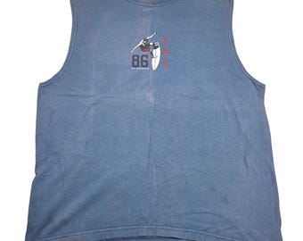 Vintage B.U.M. Equipment Mens Y2k Sleeveless Surf Graphic Muscle Tee Shirt L