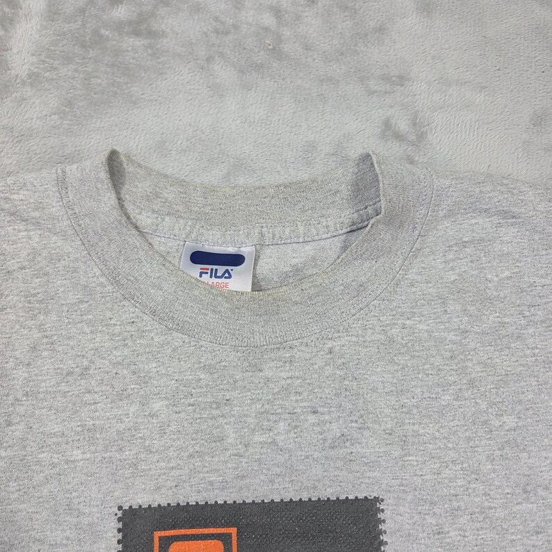 Vintage Fila Graphic T-Shirt Mens XL Heather Grey 90s Sportswear Boxy Y2k Skater bild 5