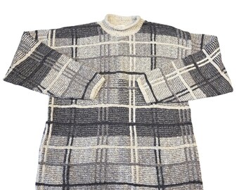 Structure Le Collection Men's Plaid Knit Sweater Mock Neck Size L Eclectic Punk