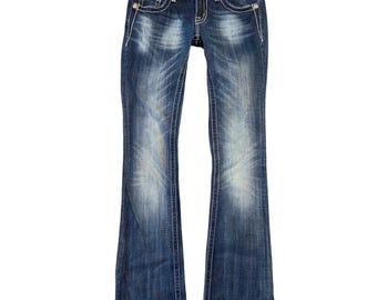 Miss Me Jeans Womens Bootcut Jeans 25 JP5630B Dark Wash Embellished Low Rise Y2k
