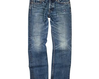 Y2k Hollister Mens Straight Leg Jeans 30x30  Button Fly Distressed 2000s Skater