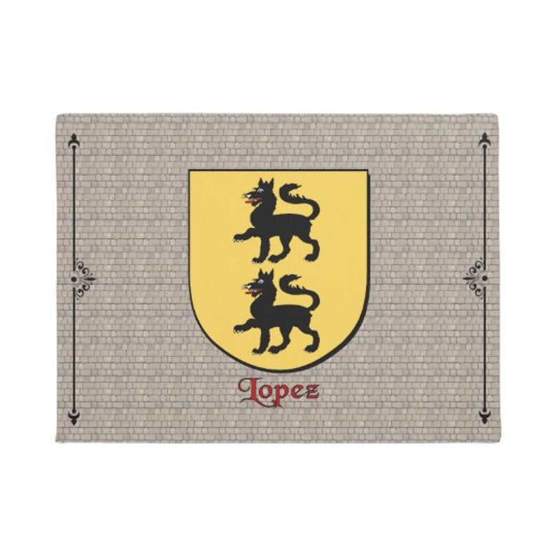Lopez Historical Shield On Cobblestone Doormat Personalized Doormat Rug Housewarming Gift Family Welcome Mat Custom Funny Birthday New Year