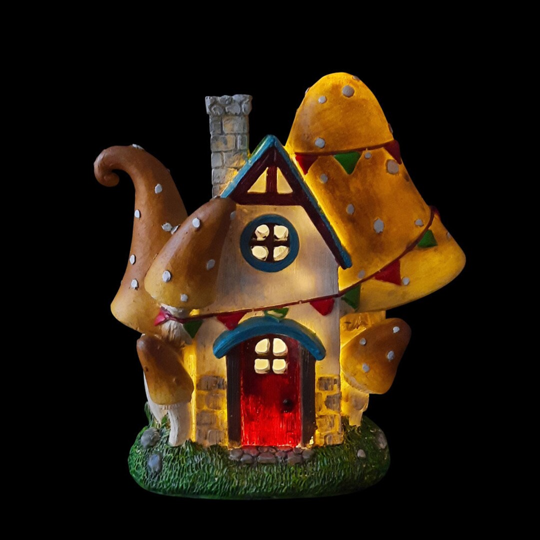 Led Light up Mushroom Village Fairy House Fairy Garden House - Etsy