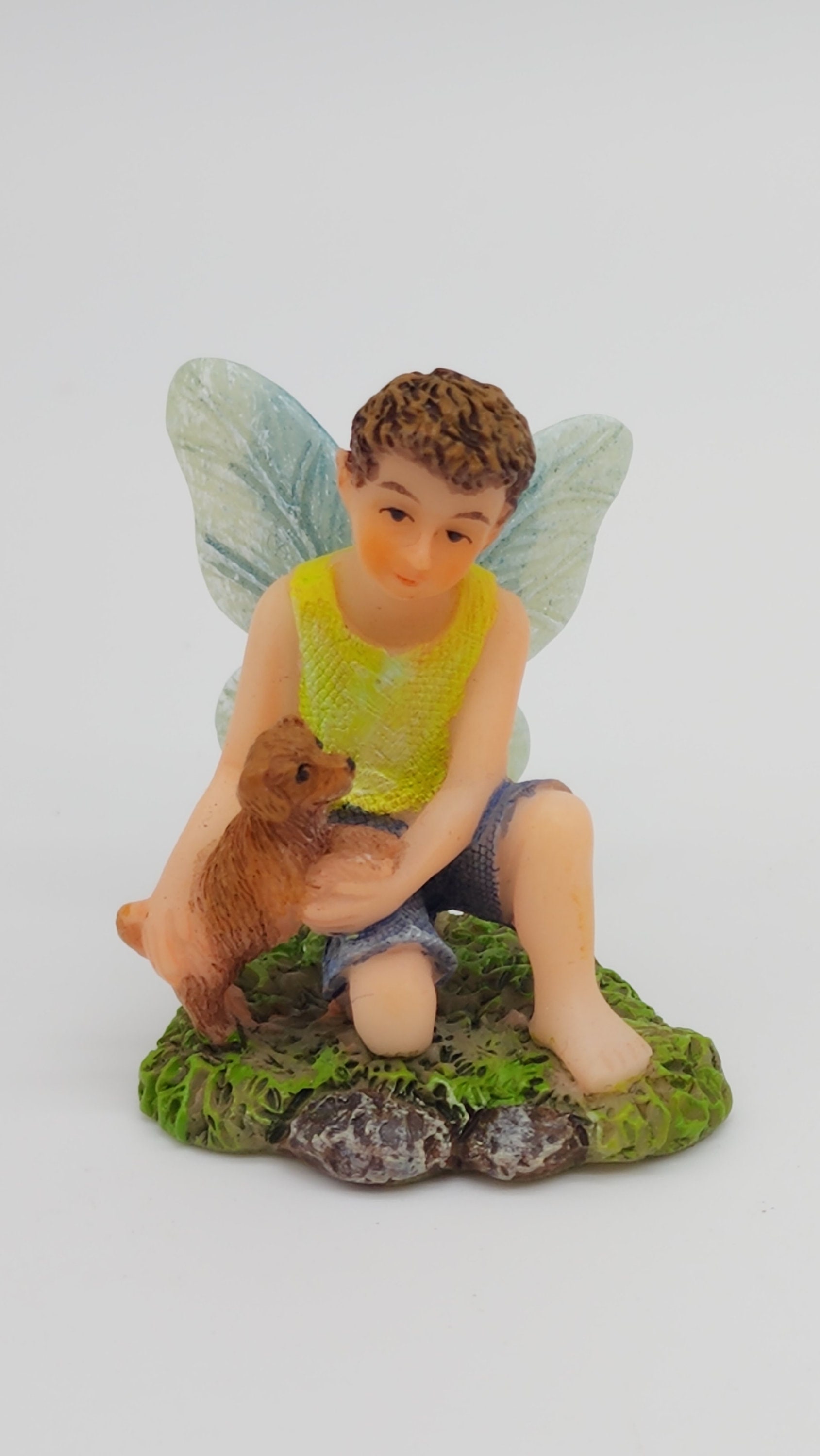 Fairy Garden Accessories Boy Fairy Figurine With Puppy Dog