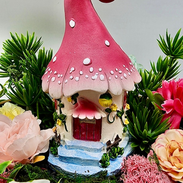 19cm Twisted Mushroom Fairy House fairy gnome elves house fairy garden ornaments decor Christmas decor