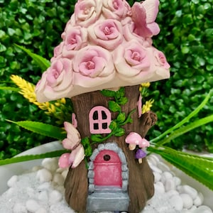 19cm Flower Fairy House rose fairy house pretend play fairy gardening garden plant terrarium decor gift play house for fairies gnomes elves