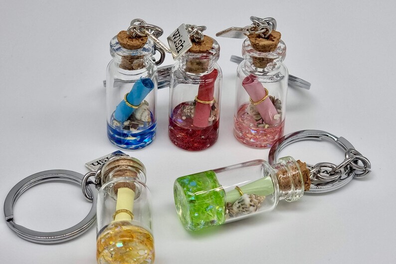 Mini Wish Jar Bottle Keychain Eternal Sparkling Key Rings Etsy