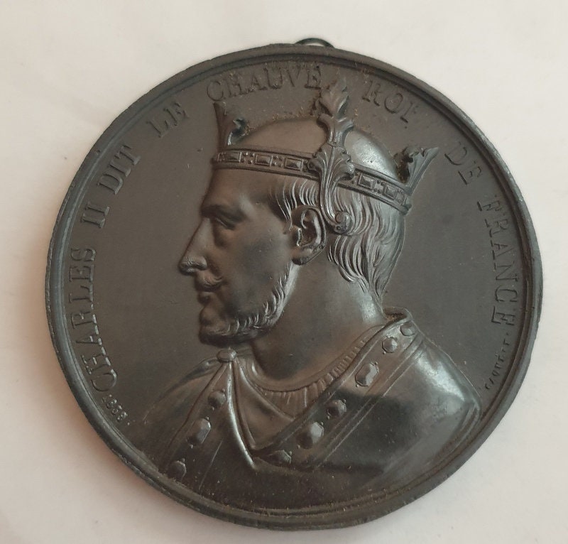 Armand Auguste Caqué | 1795-1881, d'après Médaille en Étain Charles Ii Dit Le Chauve