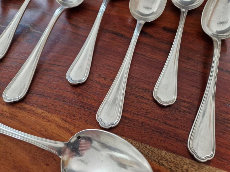 クリストフル - スパトゥール柄 銀メッキ テーブルスプーン 12本セット