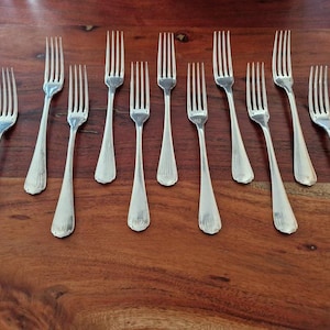 Christofle - Set of 12 Japan model table forks in silver-plated metal
