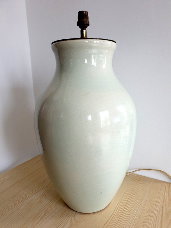 Keramos à Sèvres - Grande Lampe en Céramique Finement Craquelée A Couverte Céladon Années 1950/60