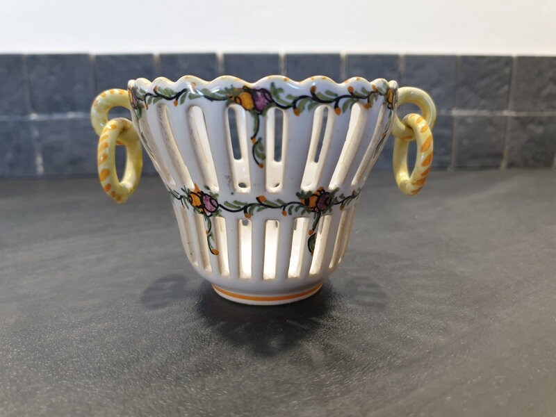 Emile Tessier | 1887-1971 à Malicorne - Petite Corbeille en Faïence Ajourée