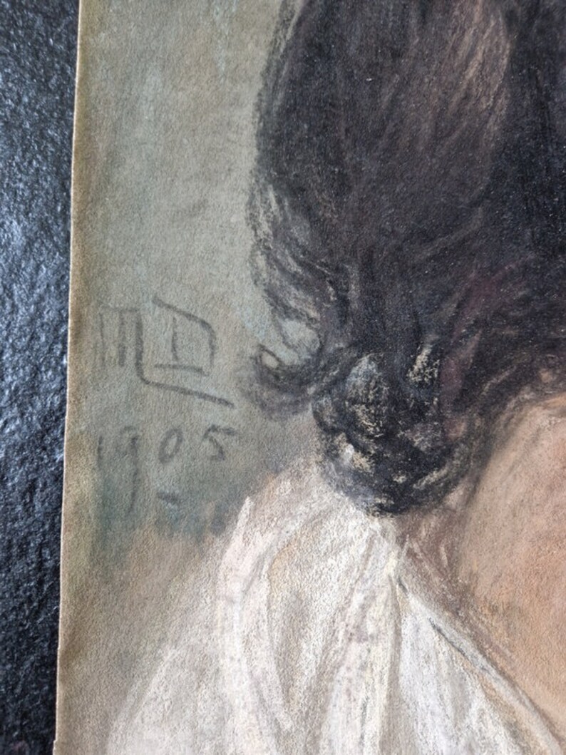 Marguerite Dubois née en 1883 Pastel sur papier Portrait de Jésus Christ Signé et daté 1905 image 2